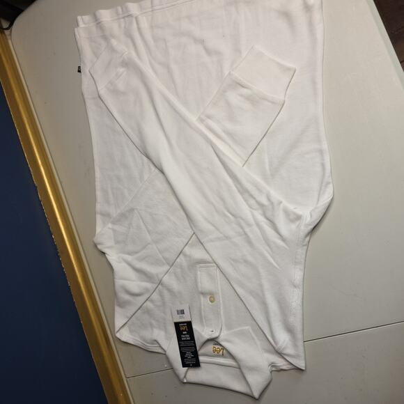 Men's Lee Uniforms 2-Button White Sport Style Pique Polo Long Sleev - Sz L - NWT - Picture 6 of 7